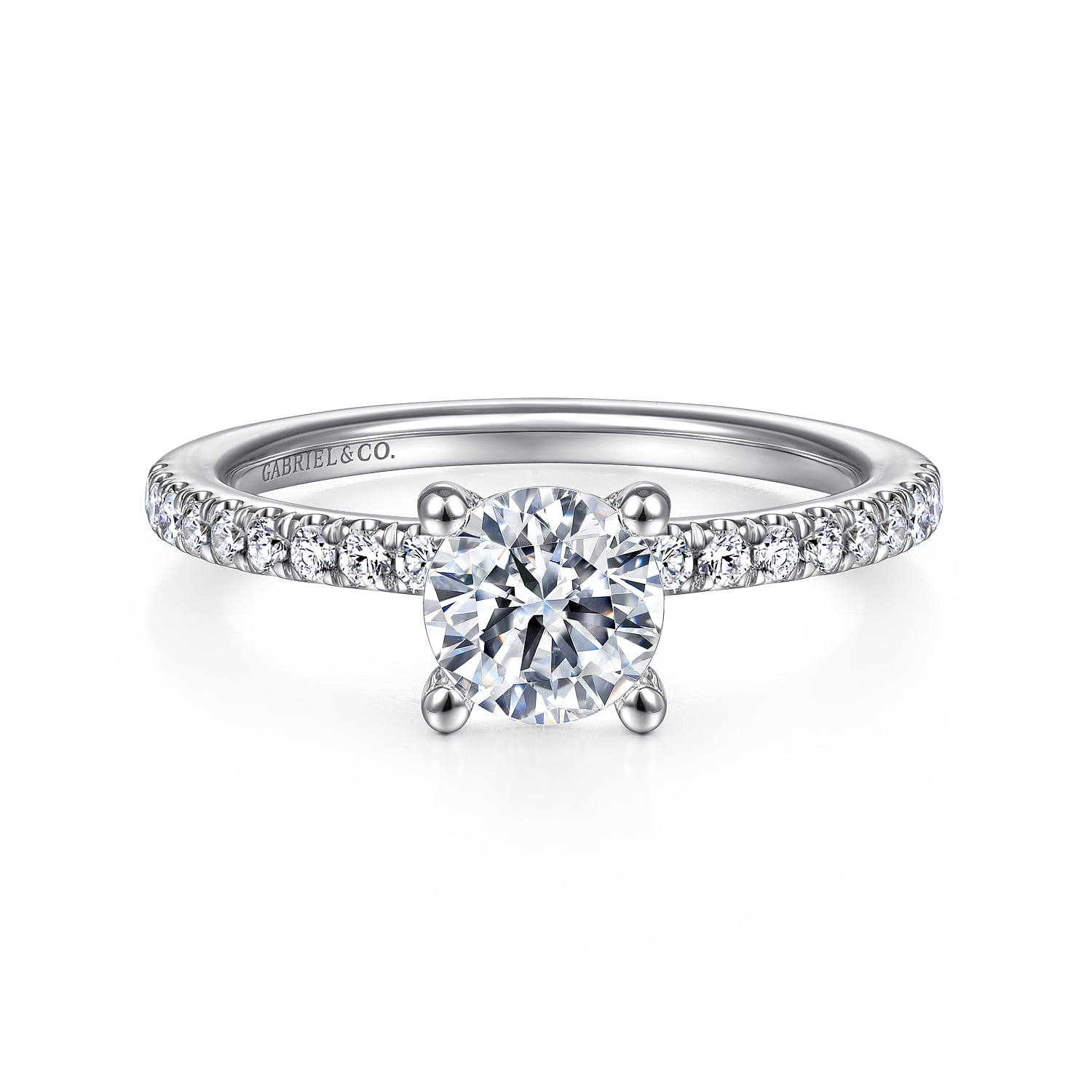 Ulani - 14K White Gold Round Diamond Engagement Ring - 0.3 ct - Shot 1