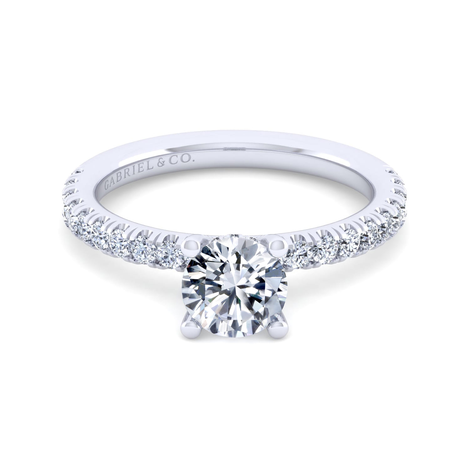 Ulani - 14K White Gold Round Diamond Engagement Ring - 0.5 ct - Shot 1
