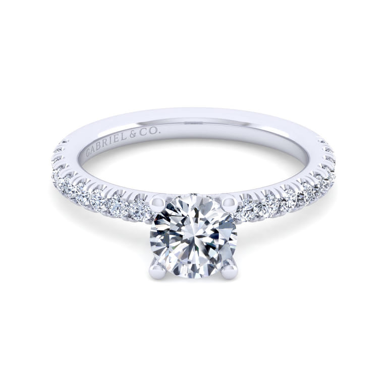 Ulani - 14K White Gold Round Diamond Engagement Ring - 0.5 ct - Shot 1
