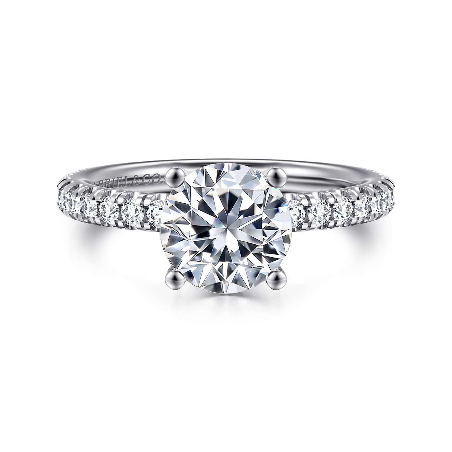 Ulani - 14K White Gold Round Diamond Engagement Ring - 0.51 ct - Shot 1