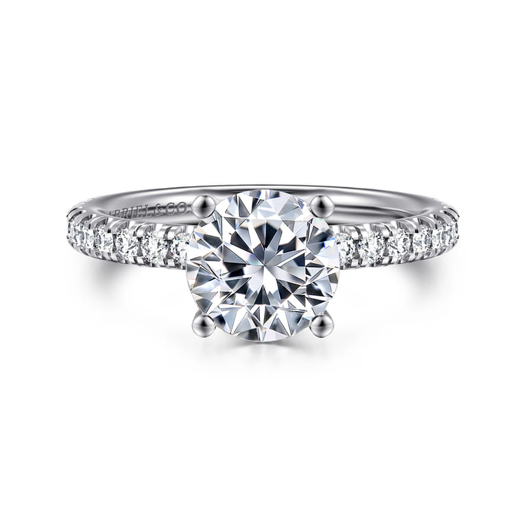 Ulani - 14K White Gold Round Diamond Engagement Ring - 0.51 ct - Shot 1