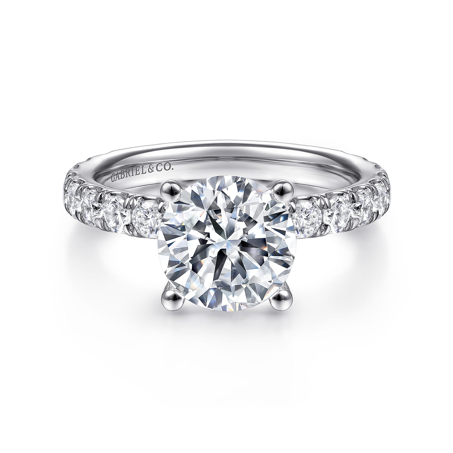 Ulani - 14K White Gold Round Diamond Engagement Ring - 0.96 ct - Shot 1
