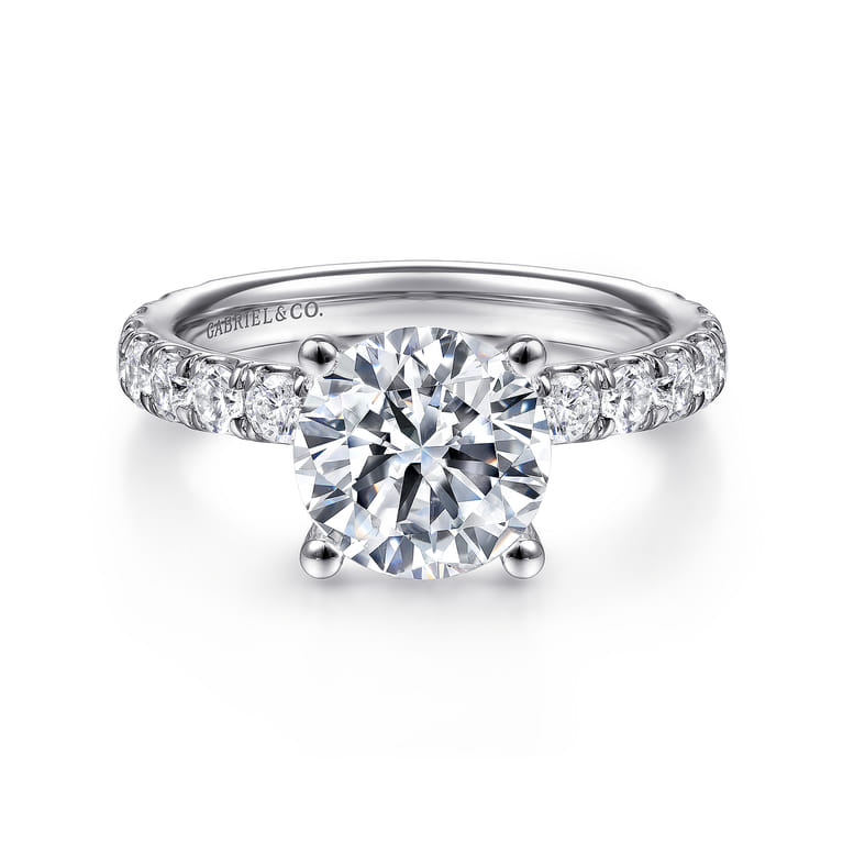 Ulani - 14K White Gold Round Diamond Engagement Ring - 0.96 ct - Shot 1
