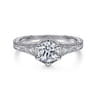 Priya - Vintage Inspired 14K White Gold 6 Prong Round Diamond Engagement Ring - 0.06 ct