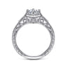 Priya - Vintage Inspired 14K White Gold 6 Prong Round Diamond Engagement Ring - 0.06 ct