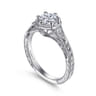 Priya - Vintage Inspired 14K White Gold 6 Prong Round Diamond Engagement Ring - 0.06 ct
