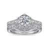 Priya - Vintage Inspired 14K White Gold 6 Prong Round Diamond Engagement Ring - 0.06 ct