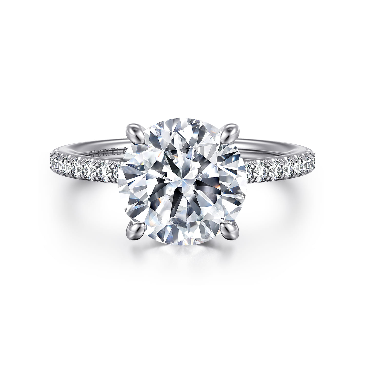 Broderick - 14K White Gold Round Diamond Engagement Ring - 0.33 ct - Shot 1