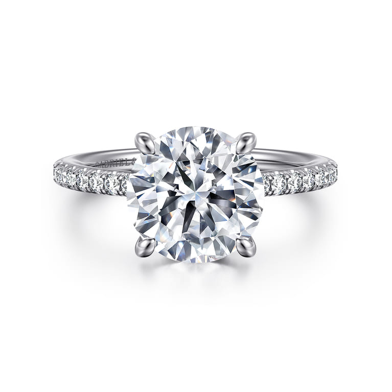 Broderick - 14K White Gold Round Diamond Engagement Ring - 0.33 ct - Shot 1