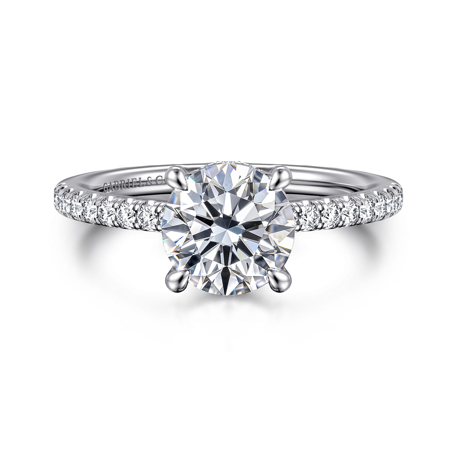 Broderick - 14K White Gold Round Diamond Engagement Ring - 0.3 ct - Shot 1