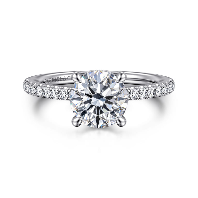 Broderick - 14K White Gold Round Diamond Engagement Ring - 0.3 ct - Shot 1