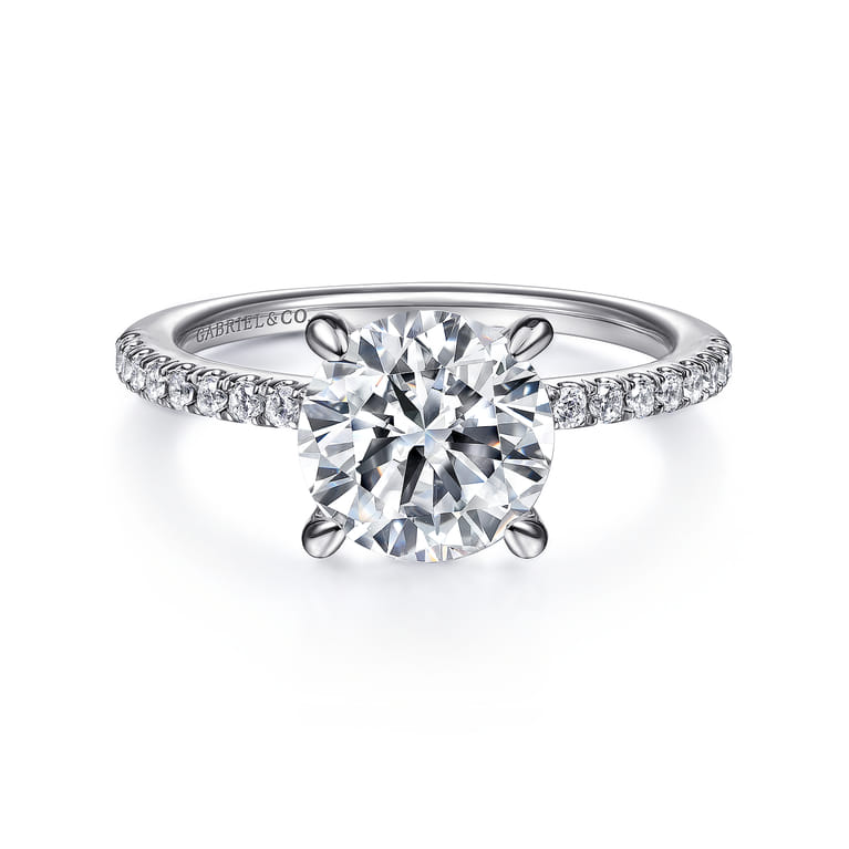 Broderick - 14K White Gold Round Diamond Engagement Ring - 0.31 ct - Shot 1