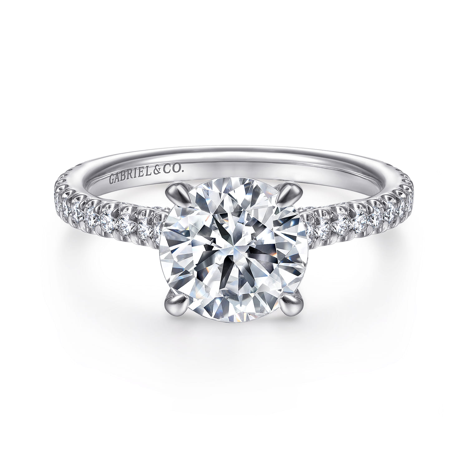 Charleston - 14K White Gold Round Diamond Engagement Ring - 0.55 ct - Shot 1