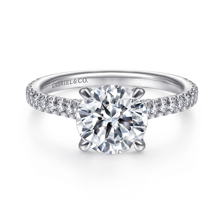 Charleston - 14K White Gold Round Diamond Engagement Ring - 0.55 ct - Shot 1