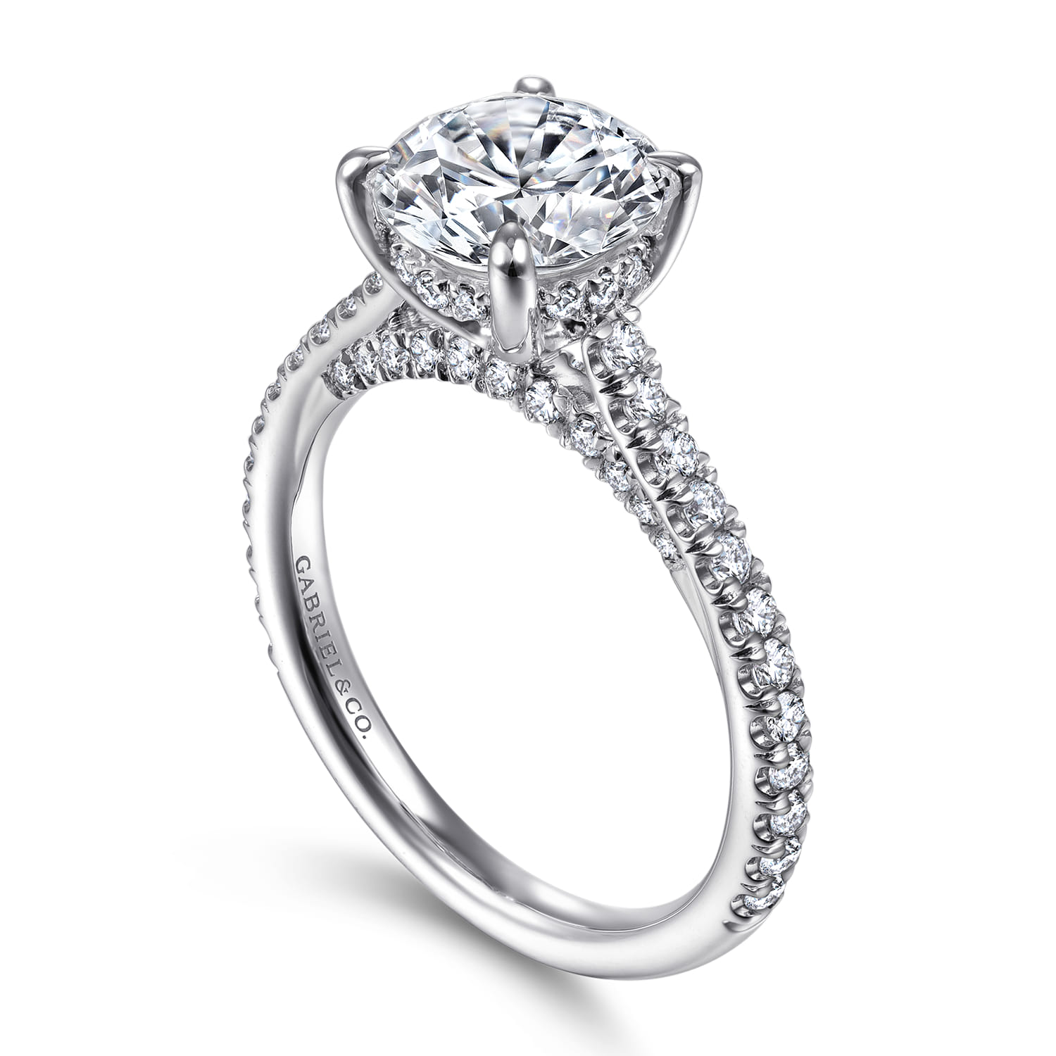 Charleston - 14K White Gold Round Diamond Engagement Ring - 0.55 ct - Shot 3