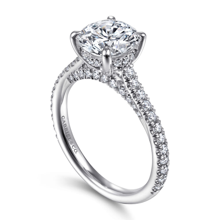 Charleston - 14K White Gold Round Diamond Engagement Ring - 0.55 ct - Shot 3