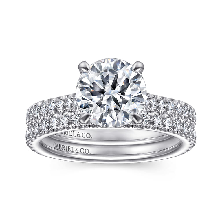 Charleston - 14K White Gold Round Diamond Engagement Ring - 0.55 ct - Shot 4