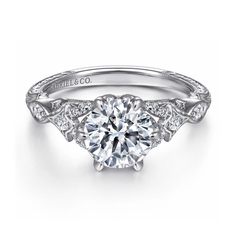 Indira - 14K White Gold Diamond Engagement Ring - 0.23 ct - Shot 1