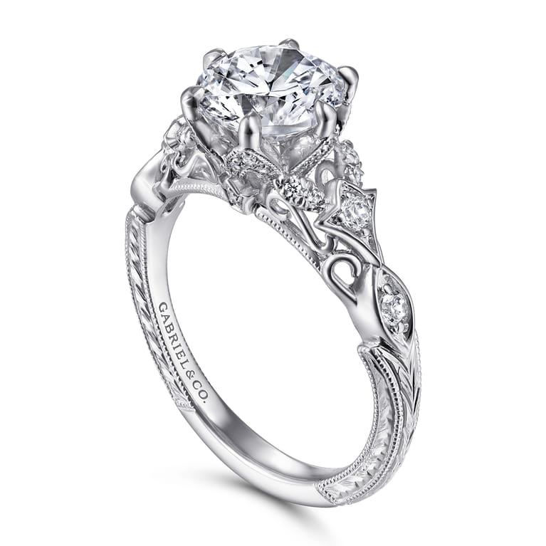 Indira - 14K White Gold Diamond Engagement Ring - 0.23 ct - Shot 3