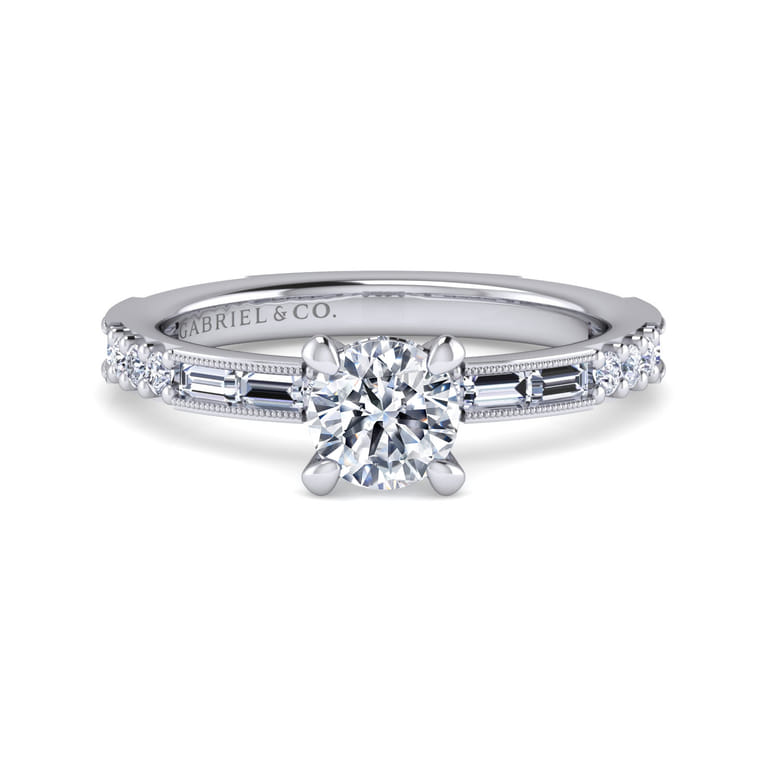 Luca - 14K White Gold Round Diamond Engagement Ring - 0.6 ct - Shot 1