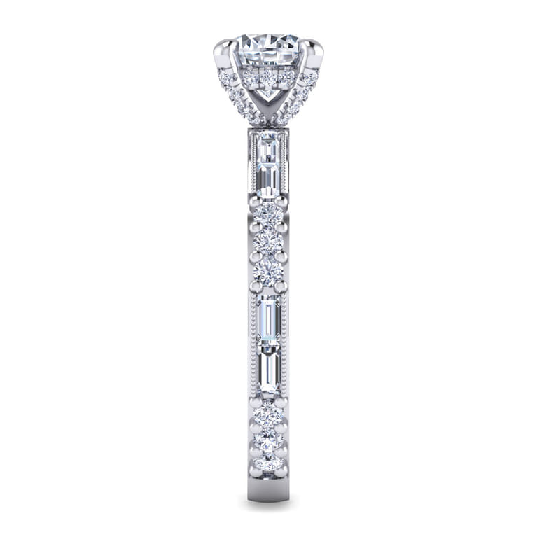 Luca - 14K White Gold Round Diamond Engagement Ring - 0.6 ct - Shot 5