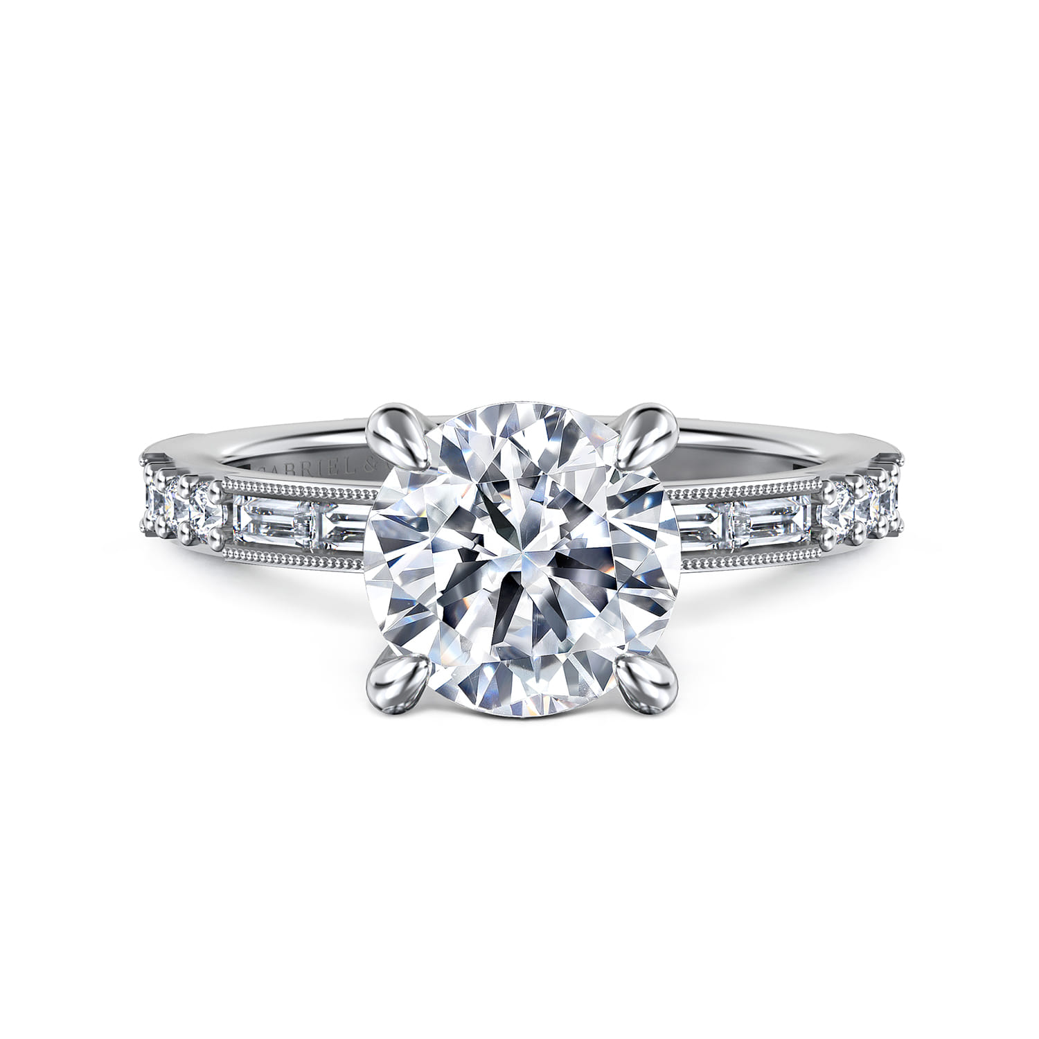Luca - 14K White Gold Round Diamond Channel Set Engagement Ring - 0.63 ct - Shot 1