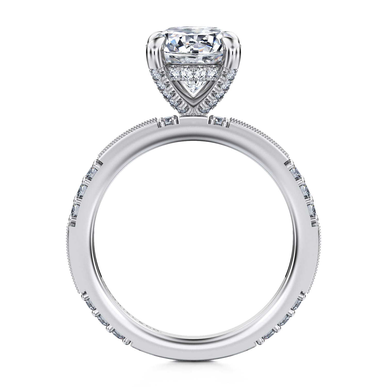 Luca - 14K White Gold Round Diamond Channel Set Engagement Ring - 0.63 ct - Shot 2