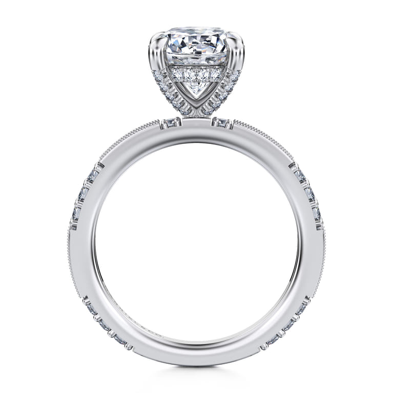 Luca - 14K White Gold Round Diamond Channel Set Engagement Ring - 0.63 ct - Shot 2