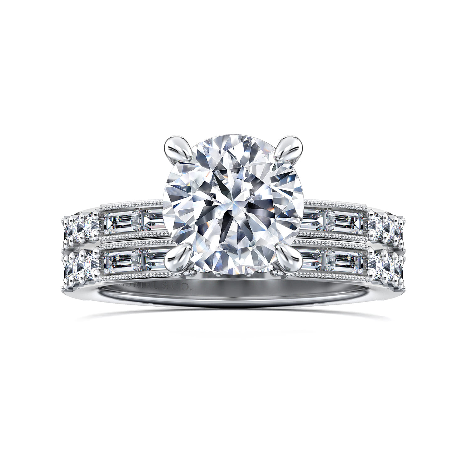 Luca - 14K White Gold Round Diamond Channel Set Engagement Ring - 0.63 ct - Shot 4