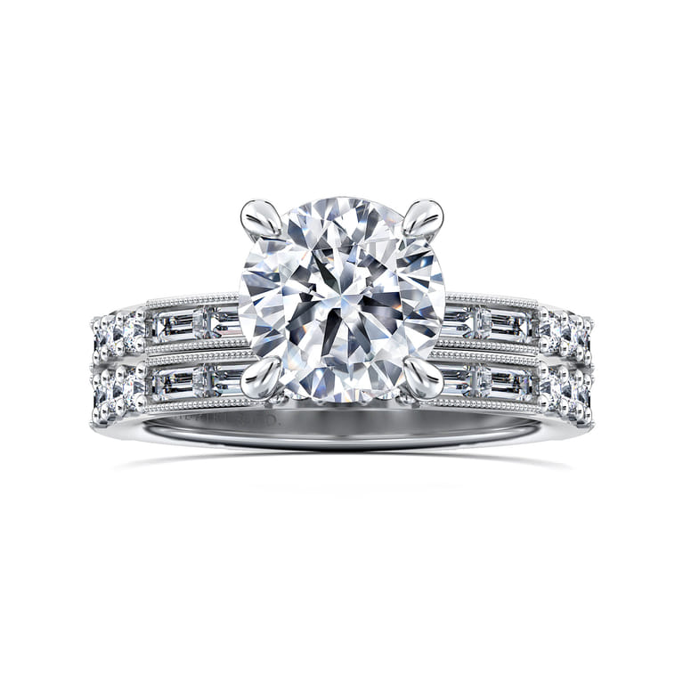 Luca - 14K White Gold Round Diamond Channel Set Engagement Ring - 0.63 ct - Shot 4
