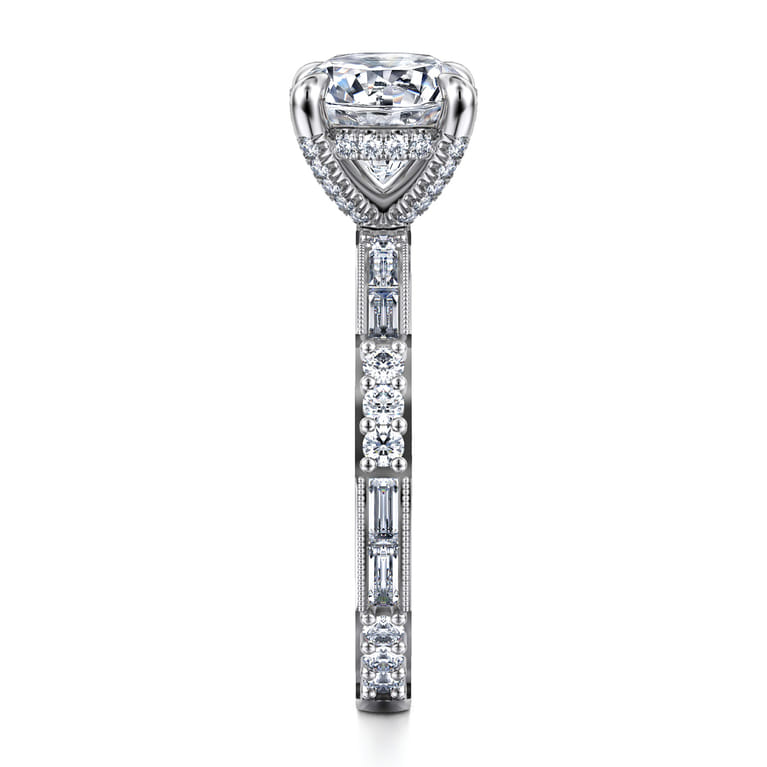 Luca - 14K White Gold Round Diamond Channel Set Engagement Ring - 0.63 ct - Shot 5
