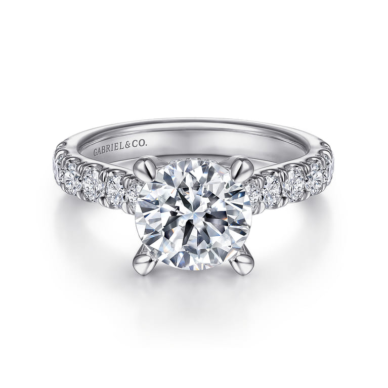 Sarita - 14K White Gold Round Diamond Engagement Ring - 0.95 ct - Shot 1