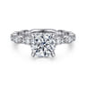 Senia - Vintage Inspired 14K White Gold Round Diamond Engagement Ring - 0.4 ct