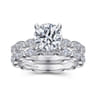 Senia - Vintage Inspired 14K White Gold Round Diamond Engagement Ring - 0.4 ct