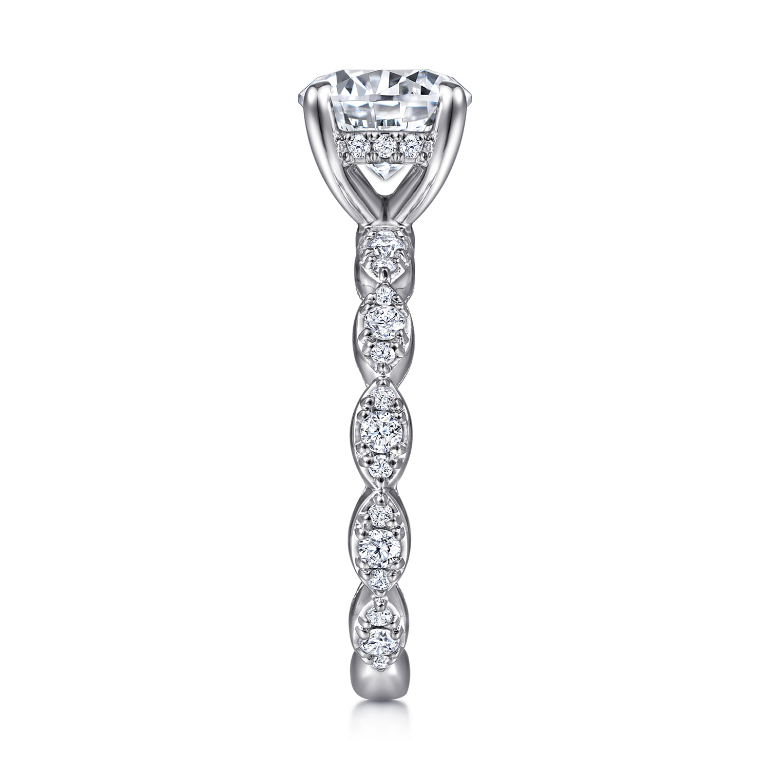 Senia - Vintage Inspired 14K White Gold Round Diamond Engagement Ring - 0.4 ct - Shot 5