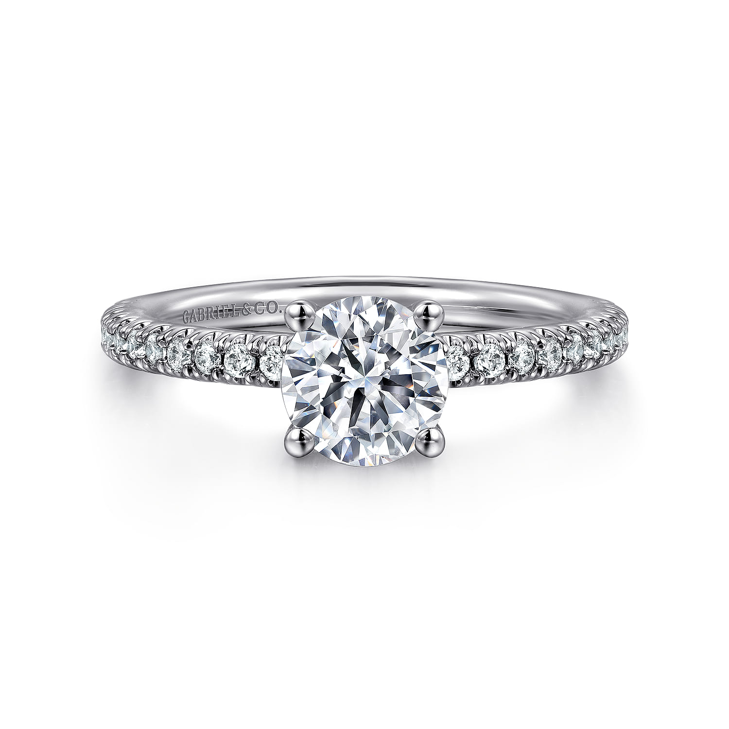 Evelyn - 14K White Gold Round Diamond Engagement Ring - 0.18 ct - Shot 1