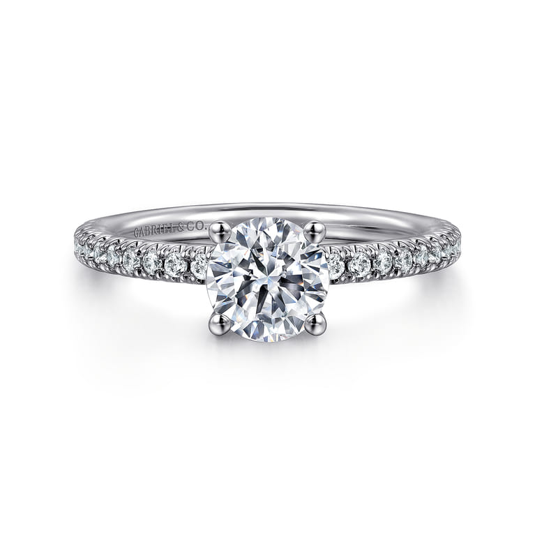 Evelyn - 14K White Gold Round Diamond Engagement Ring - 0.18 ct - Shot 1