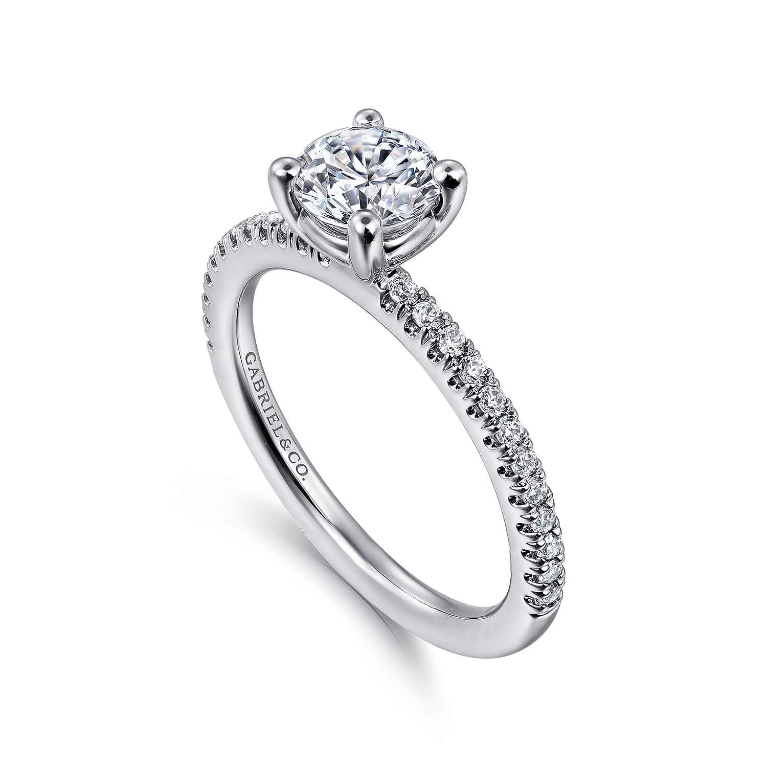 Evelyn - 14K White Gold Round Diamond Engagement Ring - 0.18 ct - Shot 3