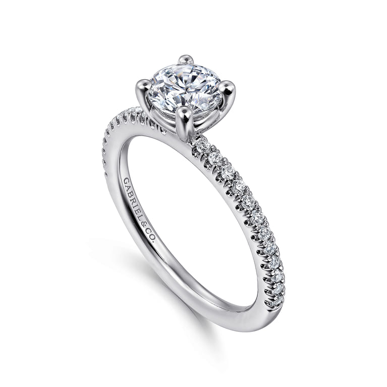 Evelyn - 14K White Gold Round Diamond Engagement Ring - 0.18 ct - Shot 3