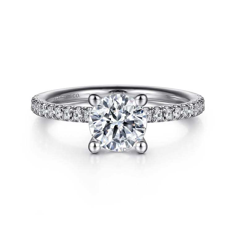 Evelyn - 14K White Gold Round Diamond Engagement Ring - 0.18 ct - Shot 1