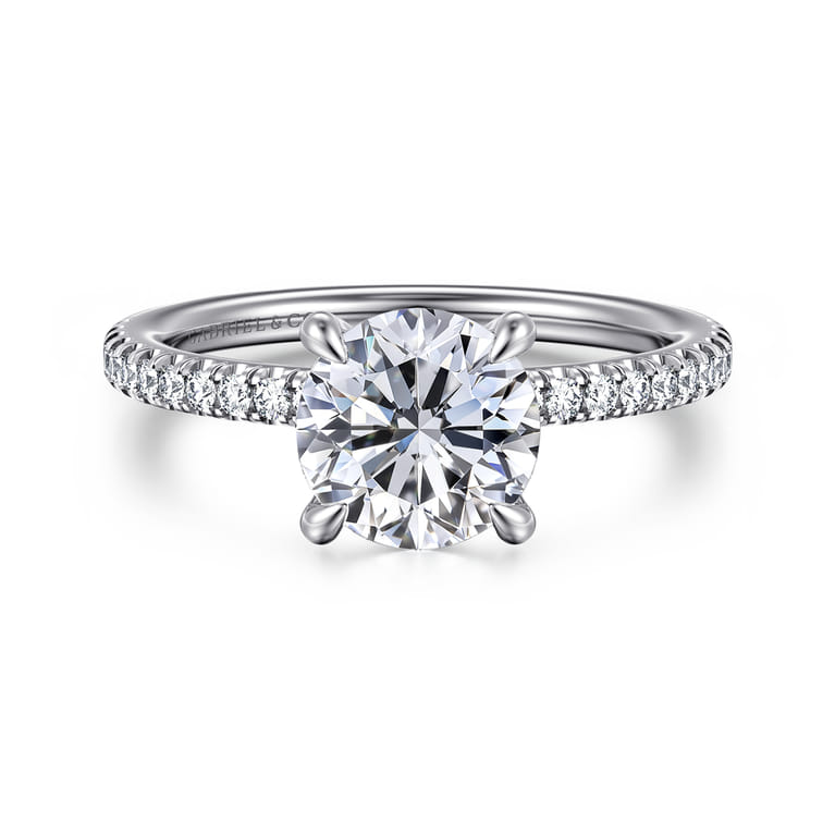 Evelyn - 14K White Gold Round Diamond Engagement Ring - 0.18 ct - Shot 1