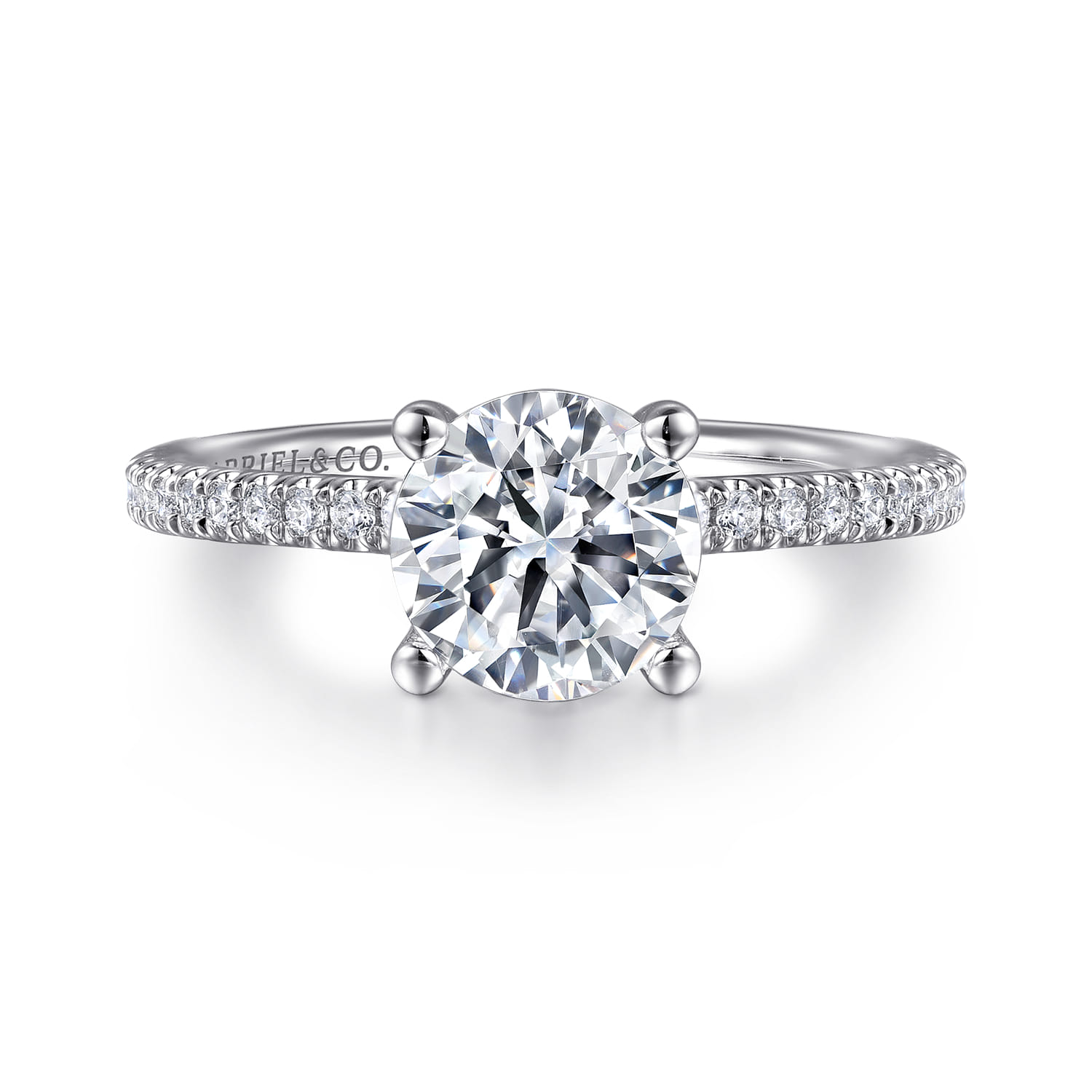 Evelyn - 14K White Gold Round Diamond Engagement Ring - 0.18 ct - Shot 1