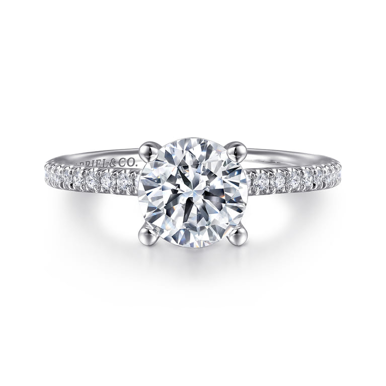 Evelyn - 14K White Gold Round Diamond Engagement Ring - 0.18 ct - Shot 1