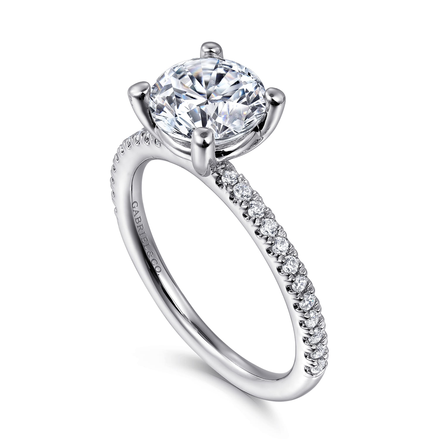 Evelyn - 14K White Gold Round Diamond Engagement Ring - 0.18 ct - Shot 3