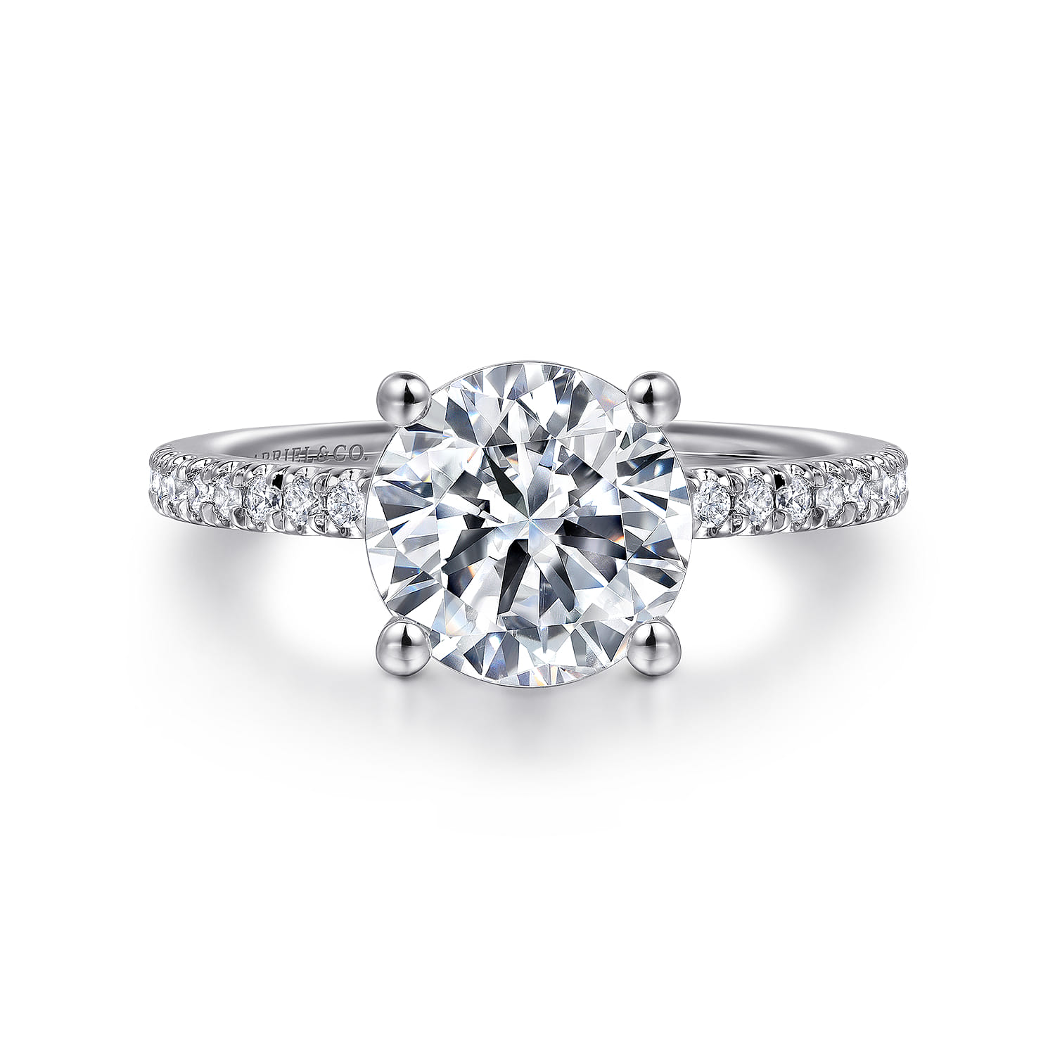 Evelyn - 14K White Gold Round Diamond Engagement Ring - 0.18 ct - Shot 1