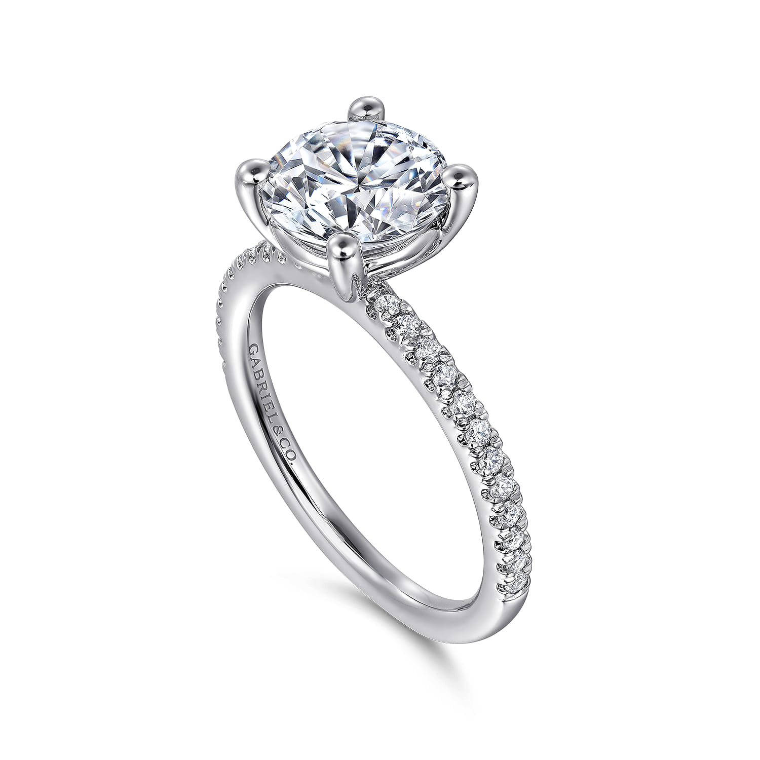 Evelyn - 14K White Gold Round Diamond Engagement Ring - 0.18 ct - Shot 3
