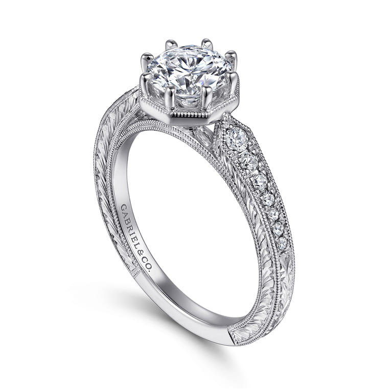 Heath - 14K White Gold Round Diamond Engagement Ring - 0.22 ct - Shot 3