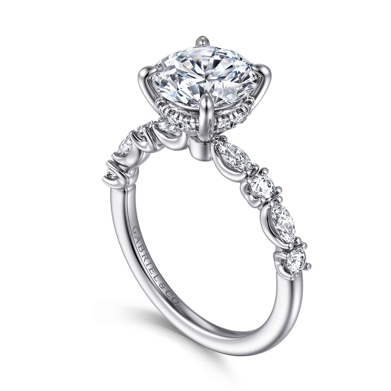 Juliet - 14K White Gold Round Diamond Engagement Ring - 0.5 ct - Shot 3