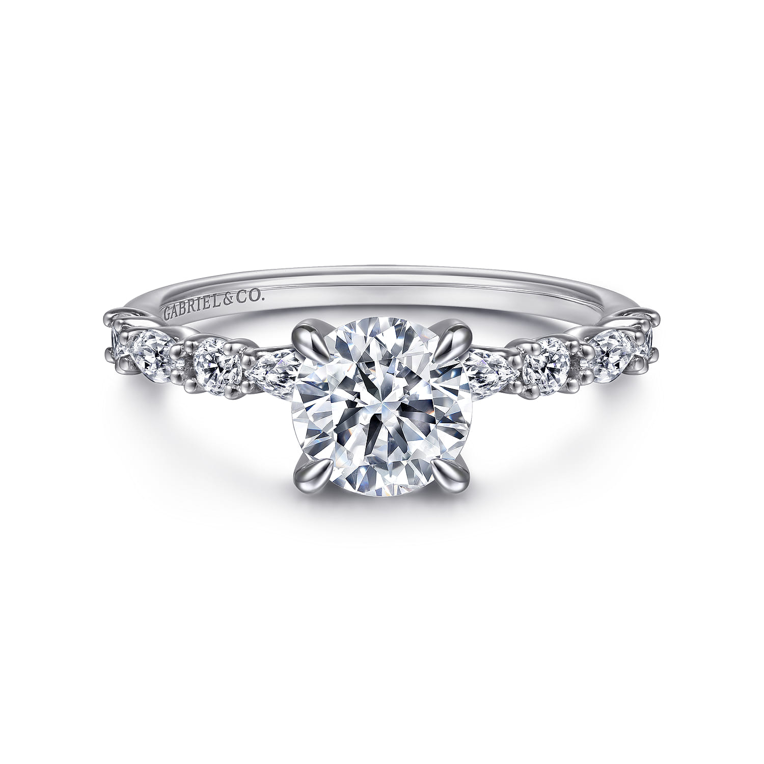 Juliet - 14K White Gold Round Diamond Engagement Ring - 0.46 ct - Shot 1