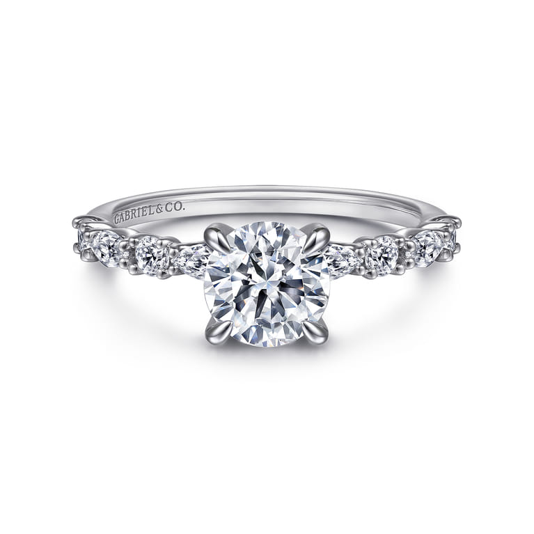 Juliet - 14K White Gold Round Diamond Engagement Ring - 0.46 ct - Shot 1